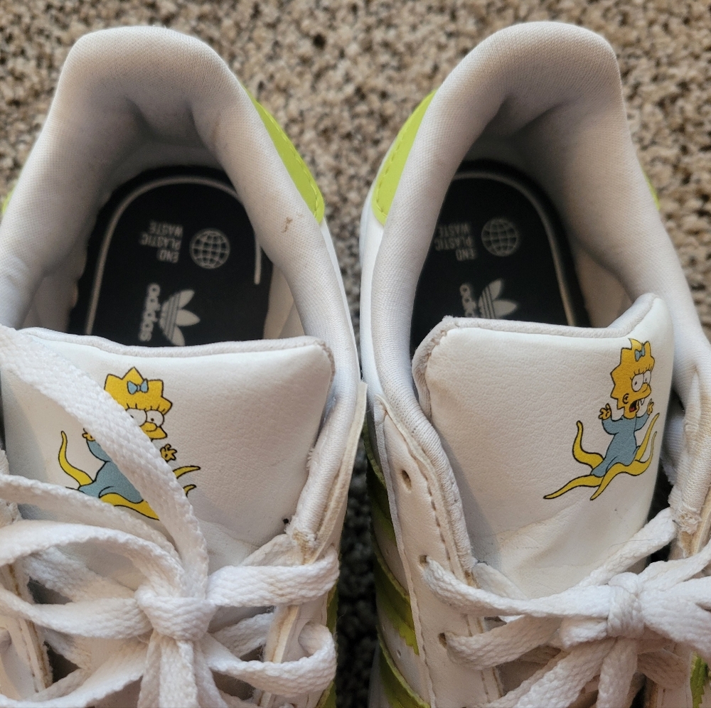 adidas Kids White and Lime Green Cartoon Sneakers - Picture 11 of 13